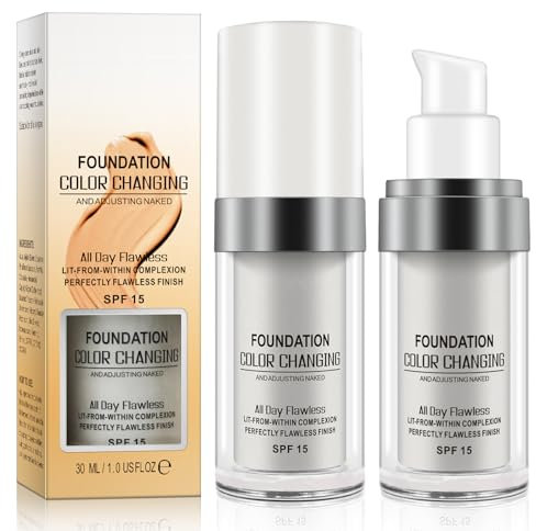 2PCS TLM Foundation mit Farbwechsel-Technologie, SPF 15, Flawless Finish, Anpassbare Farbe
