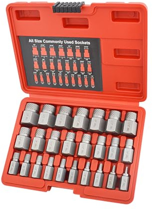 Gunpla 25-teiliges Schrauben- und Bolzenausdreher-Set, Sechskant-Hand-Multi-Spline-Werkzeug-Entferner Easy Out, Hochleistungs-CR-MO-gebrochene Bolzenschrauben-Extraktions-Befestigungssatz 3,2 mm bis