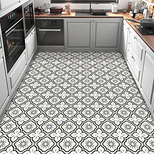 Elffloor Peel and Stick Floor Tiles Vinyl Flooring Self Adhesive Floor Tile for Bathroom Kitchen Living Room 20X20cm 40pcs Waterproof PVC Easy to Use