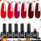 LKEE Nail Gel Polish- Pastel Nail Polishes Set 6 Glamour Red Colors Gel Nail Polish Kit, Home DIY Nail Salon Christmas Nail Art Design Gift, 7 ml/0.25 oz