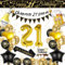 21st Birthday Decorations for him, 21st Black and Gold Balloons with Cheers to 21 Years Banner, Beer & Beer Mug Foil Balloons, Number 21 Foil Balloons for Birthday Party Decorations