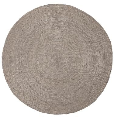 carpetfine Juteteppich Nele Taupe handgewebt aus Jute Rund Ø 200 cm | Moderner Naturteppich Uni im Boho - Style Flachgewebe Teppich für Wohnzimmer und Schlafzimmer