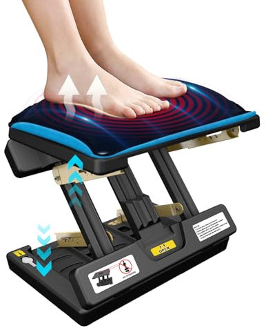 Arejonner Faltbare Fußstütze, Computer-Fußstütze unter dem Schreibtisch, 12 Modi, verstellbare ergonomische Fußstütze für Büro, Tragkraft 36,3 kg, abnehmbares weiches Stoffpolster, Gelb