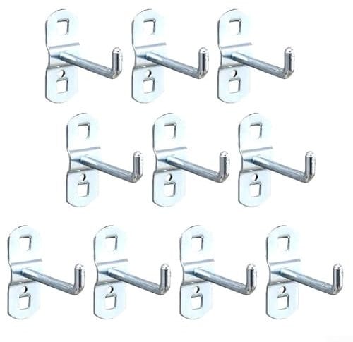 Convenient For tool Holder, Set of 10 Slanted Perforated Wall Hooks with 50mm Hooks