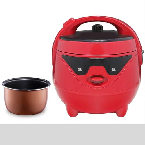 Olla Arrocera con Vaporizador De Alimentos, Olla De Alta Capacidad con Olla Antiadherente Extraíble, Artículos Esenciales for La Familia/Viajes/Oficina/Rojo(3L)