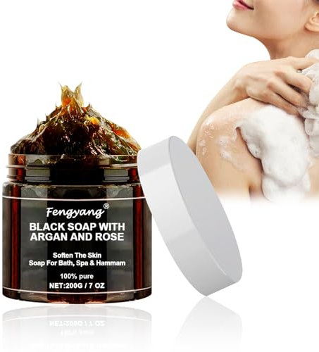 Fengyang® Savon Exfoliant Pour Le Corps Au Savon Noir, Exfoliant pour Le Corps, Gel Douche Exfoliant pour Peau Douce, Purifiant Hydratant Et Nourissant, Exfoliation Profonde