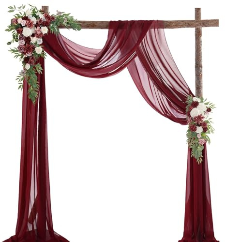 HSTWODE Extra lang 75*1000 cm Tischläufer Tüll hochzeitsbanner traubogen Hochzeit hausbett deko Für Fotografie, Partys, Hochzeiten, Geburtstage, Taufen, Abendessen, Terrassen (Burgunderrot)