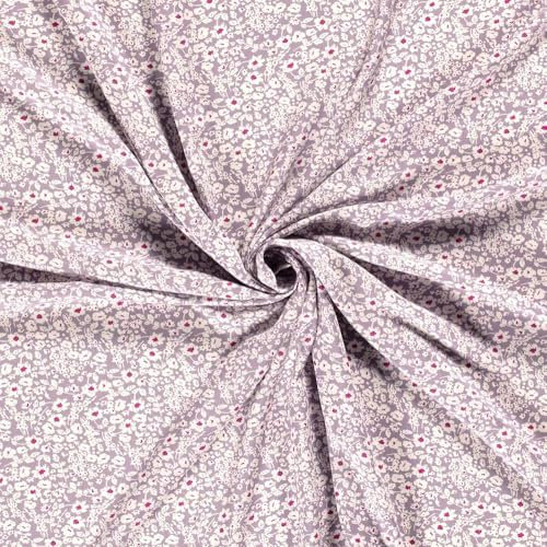 (10,28 /m²) Stoff Viskose Blümchen-Muster Meterware | Kleiderstoff mit Blumen | Sommerstoff zum Nähen