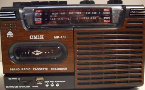 027 - MAGNÉTOPHONE Radio K7 Vintage FM AM SW USB MP3 SD/MMC Secteur 110/230V Piles