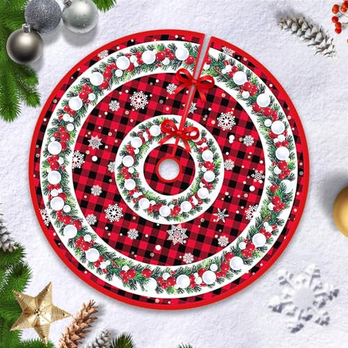 Hianjoo Gonna Albero di Natale, Tappetino per Copertura Base Albero di Natale per Ornamento Natalizio per Decorazioni Natalizie per Feste di Natale (Doppia ghirlanda, 48 pollici/120 cm)