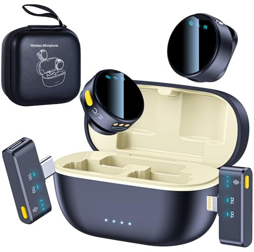 JMZOEY Wireless Lavalier Microphone for iPhone/Android/Laptop/iPad, 48KHz 24Bit, 200ft Range, Noise Cancellation, 25H Battery for Video Recording, Streaming, Podcast