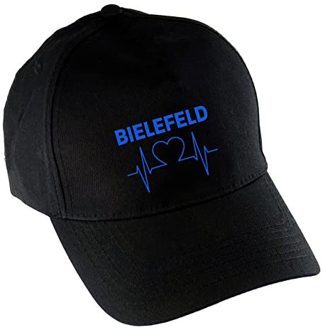 multifanshop Baseballcap - Bielefeld - Herzschlag - Druck blau - Mütze Größe one Size schwarz