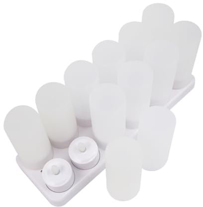 Homoyoyo 12 Pièces Bougies Chauffe-Plat LED Lustre LED Bougies Fausses Bougie Chauffe-Plat à Piles sans Flamme fe- à Bougie sans Flamme Blanche