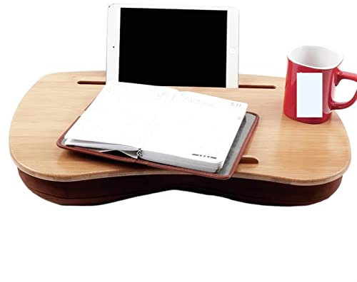 LULUMAIC Desks Cushioned Tray Table With Card Slot Lazy Man's Knee Laptop Table On Bed Cushion Tablet Table