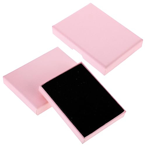 2 Stück Schmuck Geschenkbox Papier-Schmuck-Display Kleine Geschenkboxen Armband Halskette Geschenkbox Rosa Kleine Schmuckschatulle für Ringe Ohrringe Valentinstag Weihnachten Hochzeitsgeschenken