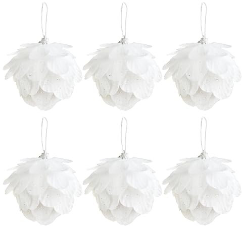 Pcscevcr Weihnachtskugel-Ornamente, 8 cm, weißer Glitzer, bruchsicher, Christbaumkugeln, Ornament, für Hochzeit, Party, Weihnachtsdekoration (C), 6 Stück