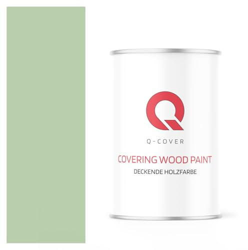 Q-COVER DECKENDE HOLZFARBE 1L HALBMATT Weißgrün RAL 6019 RAL DECKFARBE HOLZLACK DECKLACK WETTERSCHUTZFARBE ALLE HOLZARTE OSB-PLATTEN INNEN AUßEN ca. 80-150 ml / m2