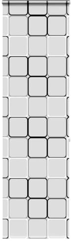 Homgoday Duschrollo mit Kassette Duschvorhang Badrollo Duschrollo für Badewanne Duschrollo für Dusche und kleine Bäder mit Kassette 80x240 cm Stoffbreite 76 cm Muster de Quadrat