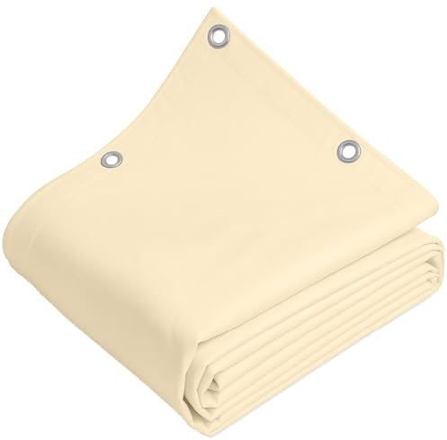 TELOMERITI® - Bâche en PVC 650 g/m² avec œillets en aluminium, renforcé, type camion, imperméable, couvre-tout extérieur, différentes couleurs, fabriquée en Italie (ivoire clair, 3 x 7 m (21 m²)