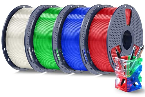 SUNLU PETG 4KG Filament 1.75mm Bundle, Strong PETG 3D Printer Filament 1.75mm, Fit for Most FDM 3D Printers, 4 Packs of 1KG Spools, Individually Packaged, 4 Transparent Colors
