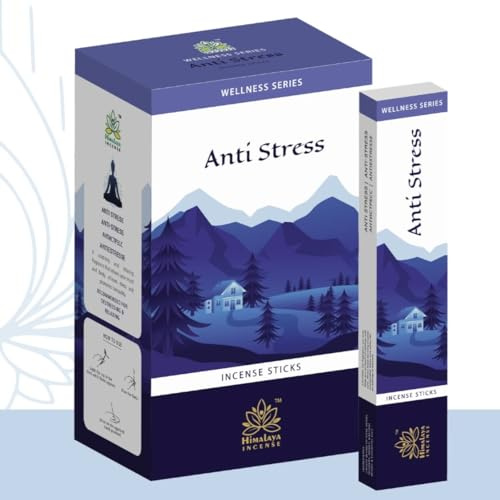 Himalaya Räucherstäbchen Anti Stress 12 x 15g - Agarbatti Duftstäbchen für Meditation, Yoga, Entspannung, Pooja Raum | Aromatherapie gegen Stress & innere Unruhe mit Kajal Sticker