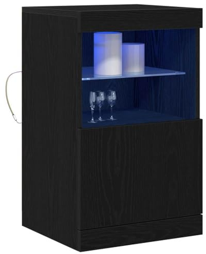 vidaXL LED-Sideboard Schwarz Eichen-Optik 41 x 37 x 67 cm | Modern und passt überall, Kommt mit praktischen Regalen und Schubladen, Hergestellt aus stabilem MDF