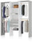 duehome | Armario Vestidor con 2 Cajones, Vestidor con Barras y Baldas, Modelo Lada, Acabado en Blanco Artik y Gris Cemento, Medidas: 179 cm (Ancho) x 202 cm (Alto) x 50 cm (Fondo)