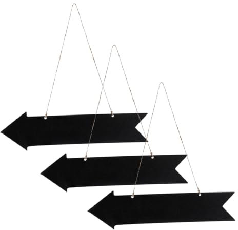 MAGICLULU Lot de 3 Panneaux Directionnels en Bois, Mini Tableaux Noirs Effaçables à Suspendre, Surface Lisse, pour Décoration Murale et Signalétique Événementielle