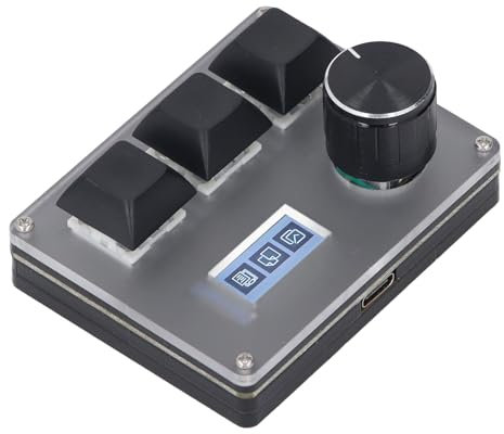 3 Button Cable Keyboard, 0.96 Inch Color LCD Screen Adaptable Cable Keyboard with Button RGB for Acrylic User -defined Keyboard