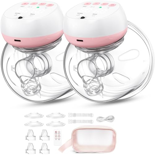 Electric Breast Pump Wearable, Remote Control Hands Free Breast Pump Portable for Mom, 3 Modes 12 Levels, BPA Free, Fit in Bra, Travel, Office