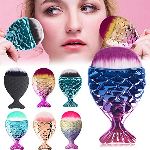 Yinhing Ensemble de Pinceaux de Maquillage en Forme de Queue de Poisson, Pinceaux Cosmétiques Doux, Kit de Pinceaux de Maquillage Professionnel pour le Maquillage de Base Quotidien et (BLUE)