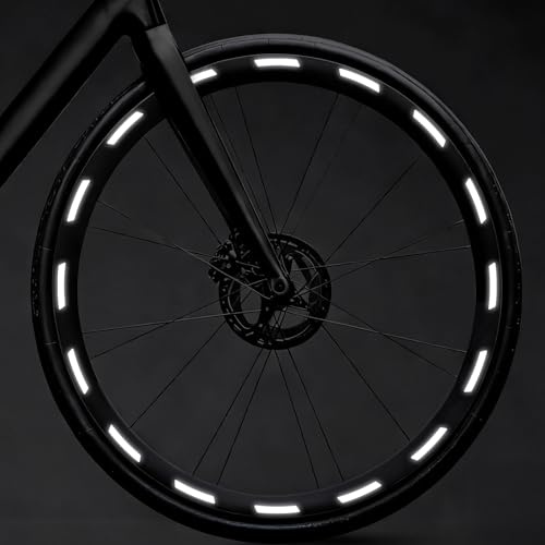 Siegvoll 64er-Set Reflektoren-Aufkleber (Tag-Schwarz, Nacht-Hell) | für 26/27,5/28/29 Zoll Fahrradfelgen - Selbstklebende Reflektoren Sticker für bessere Sichtbarkeit - Ergänzend zu Katzenaugen
