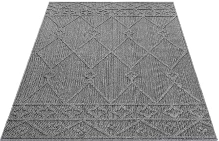 KADIMA DESIGN Balkonteppich Berber-Design Modern Witterungsbeständig Waschbar Langlebig Strapazierfähig Grau 80x150 cm Küche Balkon Terrasse Oeko-TEX Fußbodenheizung geeignet | Cortina