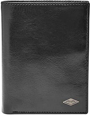 Fossil Herren-Geldbörse aus Leder, RFID-blockierend, große Kapazität, internationale Kombination, Ryan Black, Einheitsgröße