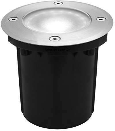 Zenon Lighting Collection 10w LED Outdoor Ground Walkover Light Round Cool White Brushed Chrome Finish Decking Pathway Recessed Uplighter GL01