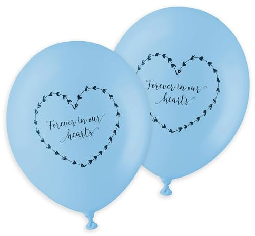 Angel & Dove Beerdigungsballons Forever In Our Hearts, biologisch abbaubar, Latex, Blau, 25 Stück, Erinnerung, Trauer, Feier des Lebens