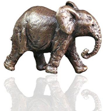Mini-Figur, Elefant – mit Rüssel unten – Bronze-Miniatur-Figur – von Butler & Peach.