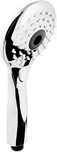 Cornat Handbrause Camini – verchromt – 105 mm Kopfdurchmesser | 3 Strahlarten: Normal- und Nebelstrahl – Anti-Kalk und Wasserspareinsatz – ECO-Brausekopf – angenehmes Strahlbild