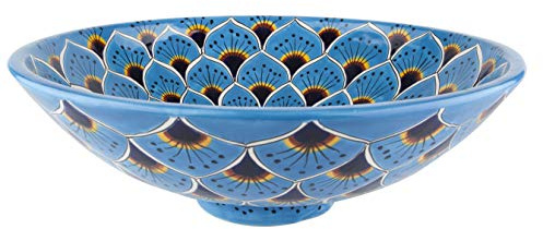 Casandra - Talavera Waschbecken in Türkis - Cerames | Waschbecken 44 x 13,5 cm | Mexikanisches Kugel Waschschale für Badezimmer Toiletten Gästebadezimmer