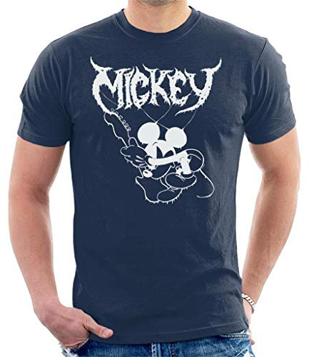 Disney Mickey Mouse Band Rock Metal Men's T-Shirt Navy Blue
