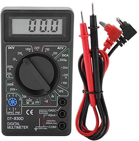Digital Multimeter, DT830D Mini Digital Multimeter Voltmeter Ammeter Ohmmeter Testing Instrument LCD Display with Buzzer Test Leads 1999 Count
