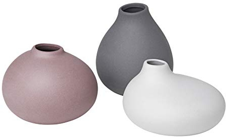 Blomus Vasen-65973 Set of 3 Vases, Pewter, Micro Chip, Bark, One Size