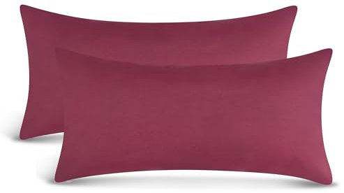 leevitex Jersey Kissenbezug 40 x 80 cm | 2er Set | 100% Baumwolle | 170 g/m² | Öko-Tex | Weinrot/Bordeaux