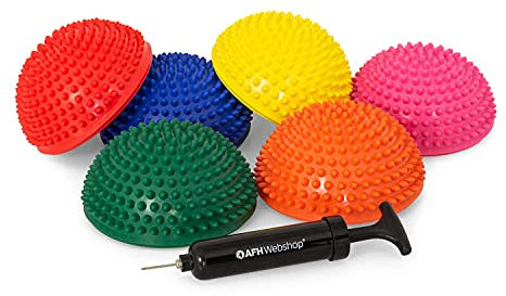 AFH Webshop TheraPIE Balance-Igel Premium Soft ca. Ø 16 cm Noppenball Massageball Igelball 6er Set + Pumpe