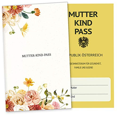 OLGS Mutter-Kind-Passhülle Österreich Florentina Schwangerschaft Schutzhülle für den MuKipass | Mit Fach für Ultraschallbilder (MuKi-Pass Österreich ohne Personalisierung, Flowerfield)