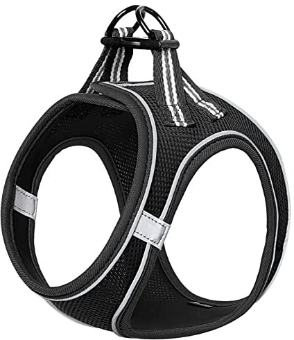 HEELE Harnais pour Chiens Harnais Rembourré en Mesh Doux pour Chiots Veste Respirant Réglable Réfléchissant Intérieur pour Marcher Courir Formation, Noir, XS