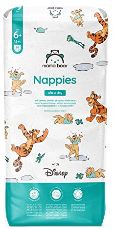 Amazon-Marke: Mama Bear Disney Ultra Dry Windeln Größe 6+ (16+ kg), Weiß, 66 Stück (1-er Pack)
