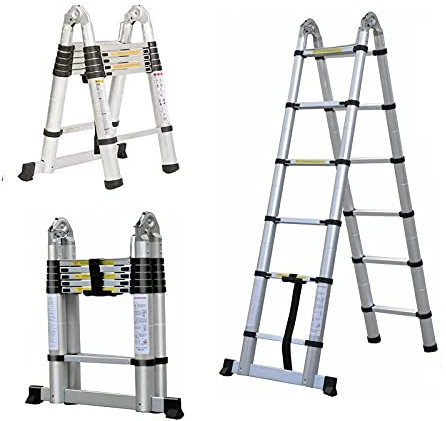 Teleskopleiter craftfull Mehrzweckleiter Klappleiter ausziehbare Leiter A-Rahmen 3,8m (1,9m+1,9m) Multifunktionsleiter fΓΌr den Innen AuΓenbereich Tragkraft 150 kg Belastbarkeit