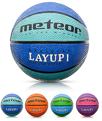 meteor Ballon de Basket Layup – Tailles 1 à 7 – Intérieur Extérieur – Surface antidérapante résistante – Enfants, Juniors, Adultes – Design coloré