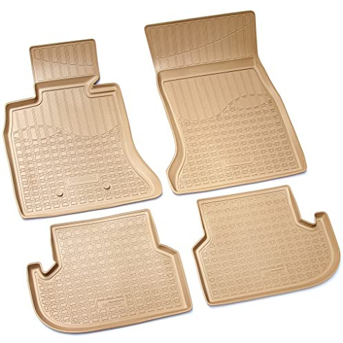 Recambo 3D Gummi Fußmatten kompatibel für BMW 5er F10 F11 Limo Touring | 2013-2017 | Auto Gummimatten | Passgenau | mit Rand | beige